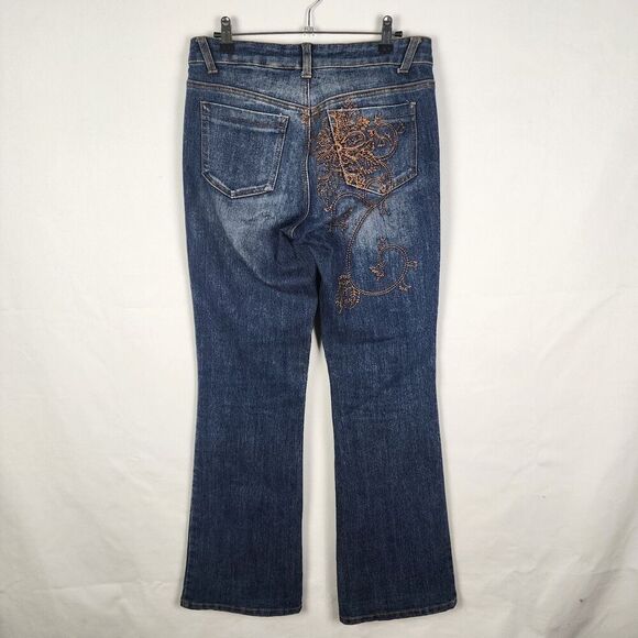 Vintage Y2K Cache Women’s Embroidered Bootcut Denim Mid Rise Jeans Size 8 - Picture 1 of 5
